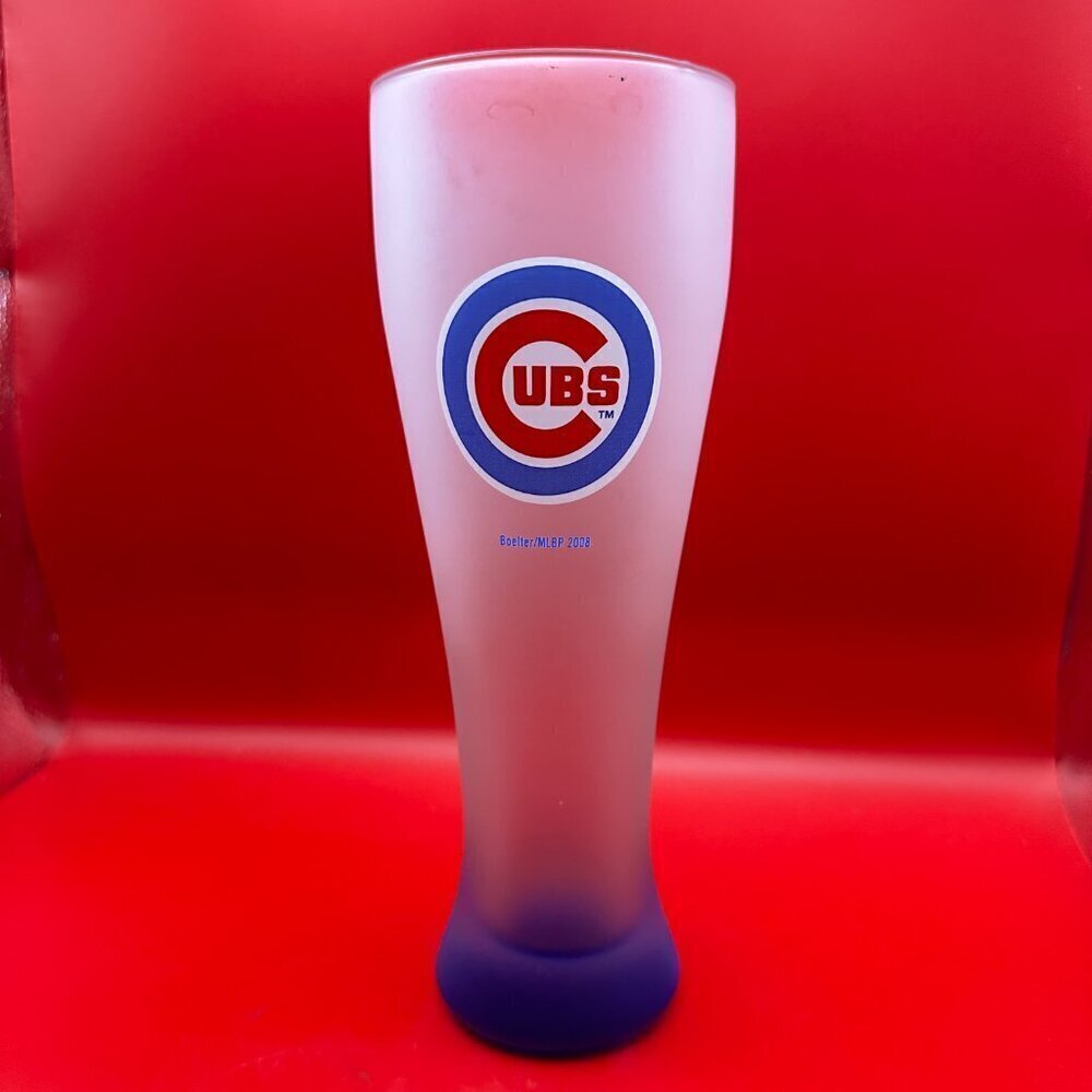 CHICAGO CUBS AUTHENTIC FROSTED PINT GLASS, BOELTER/MLBP 2008
